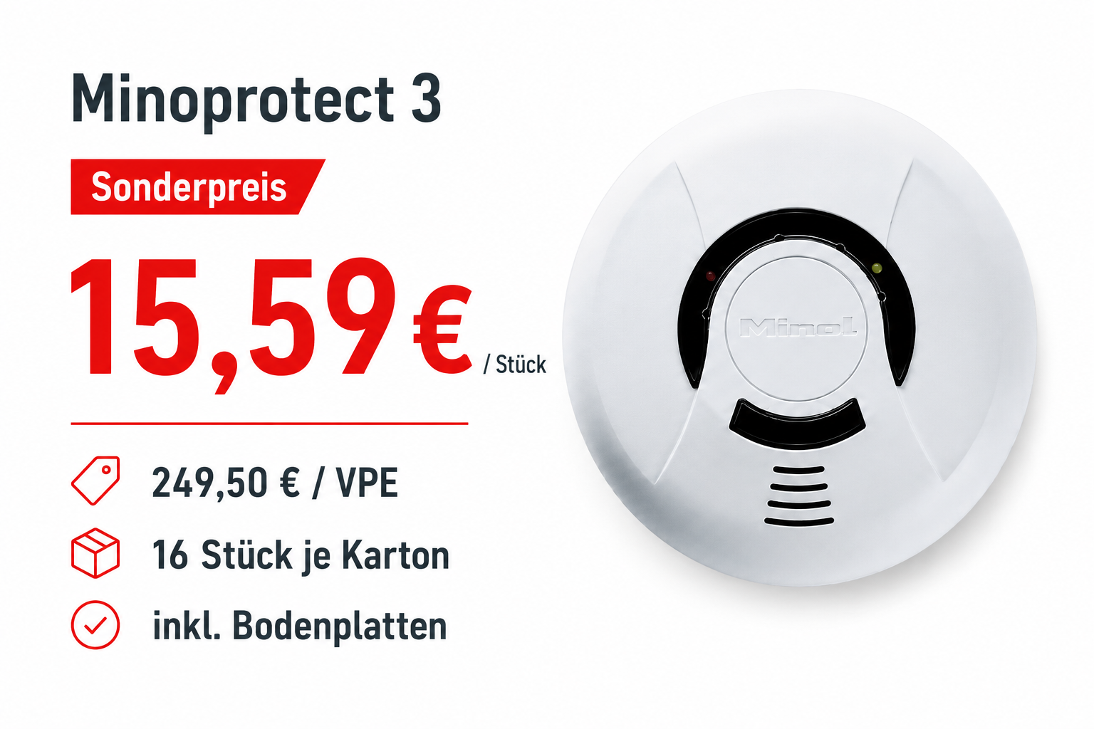 Rachwarnmelder Minoprotect 3 - 16 Stück im Karton