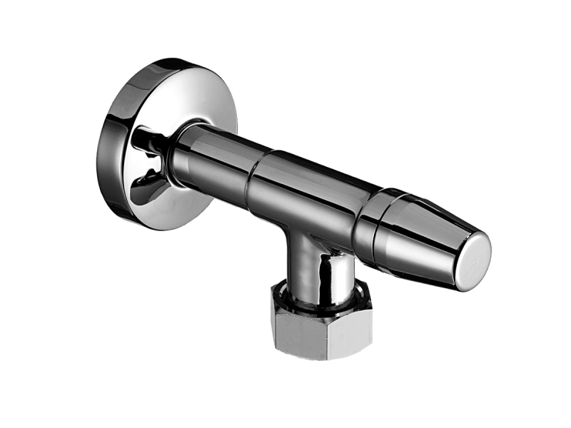 Eckventil mit Überwurfmutter und Rosette verchromt