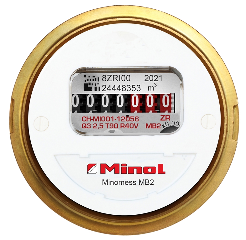 Minomess MB2 Unterputzzähler Warmwasser mit Moduloption Frontansicht