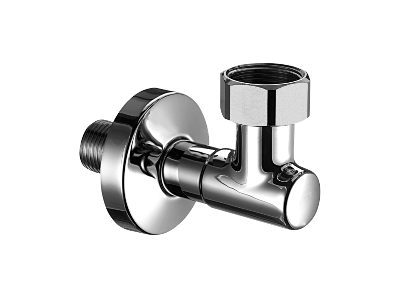 Winkelverschraubung mit Überwurfmutter und Rosette verchromt